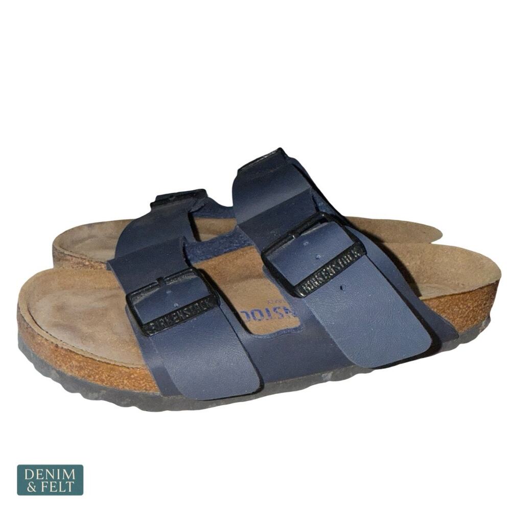 Birkenstock Arizona Soft‎ Footbed Blue Birko Flor Double Strap Comfort Sandals - Picture 9 of 12